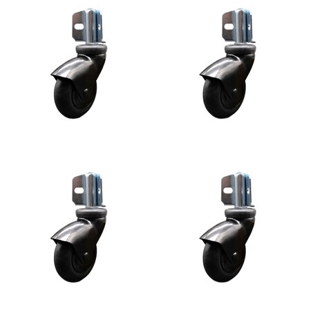 Service Caster 3'' Black Neoprene Rubber Casters Corner Mount Brackets , 4PK SCC-GR03S310-NPRB-BK-71678-4-CB90-4